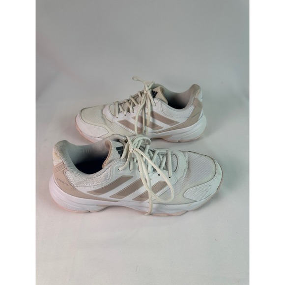 Adidas CourtJam Bounce Tennis Shoes Men's Size 11 White Pink Pre-Owned ID5711 - Picture 1 of 13